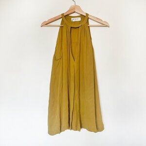 ALC‎ 100% Silk Tank Top Womens Halter Neck Blouse Keyhole Yellow Size Small
